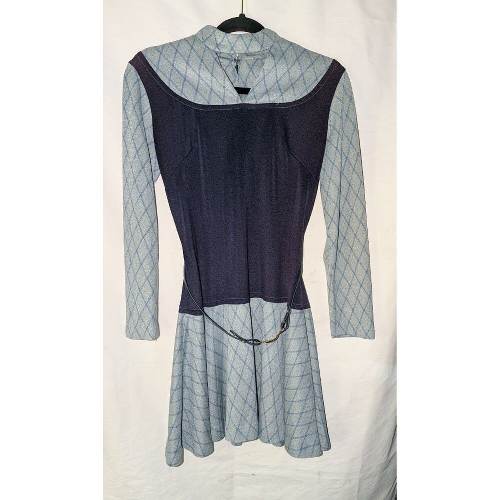 Lois Ann Jes Dallas Vintage 70s Geometric Knit Dress M Mod Mini Flaw As Is fit M